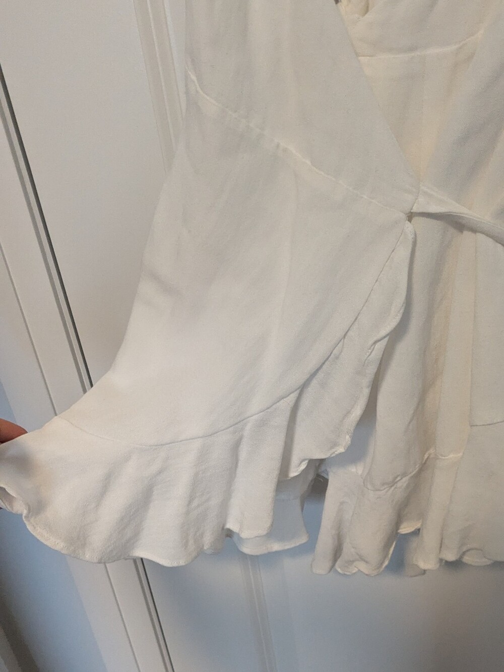 White Ruffled Wrap Top - Picture 6 of 6